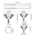 Metal Stainless Steel Funnel, Large Medium Small Funnel Set of 3, Food Grade Mini Funnels for Kitchen Use Filling Bottles Flask Cooking, 2 Brushes