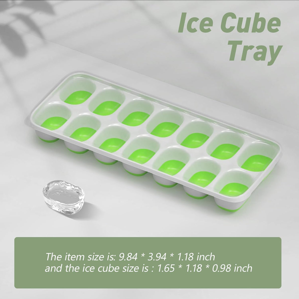 Ice Cube Tray with Lid, 2 Packs 28 Cubes Durable Stackable Ice Cube Trays for Freezer with Removable Lids, Easy-Release Plastic & Silicone Ice Tray