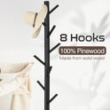 Coat Rack, Freestanding Coat Rack with 8 Hooks and 3 Adjustable Size Tree Coat Racks for Bedroom, Hallway, Entrance, Office, for Hats, Coats