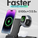 Wireless Charger iPhone Charging Station: 3 in 1 Charger Stand Multiple Devices for Apple - iPhone 17 16e 16 15 14 Pro Max 13 12 11 - Watch 10 9 8 7