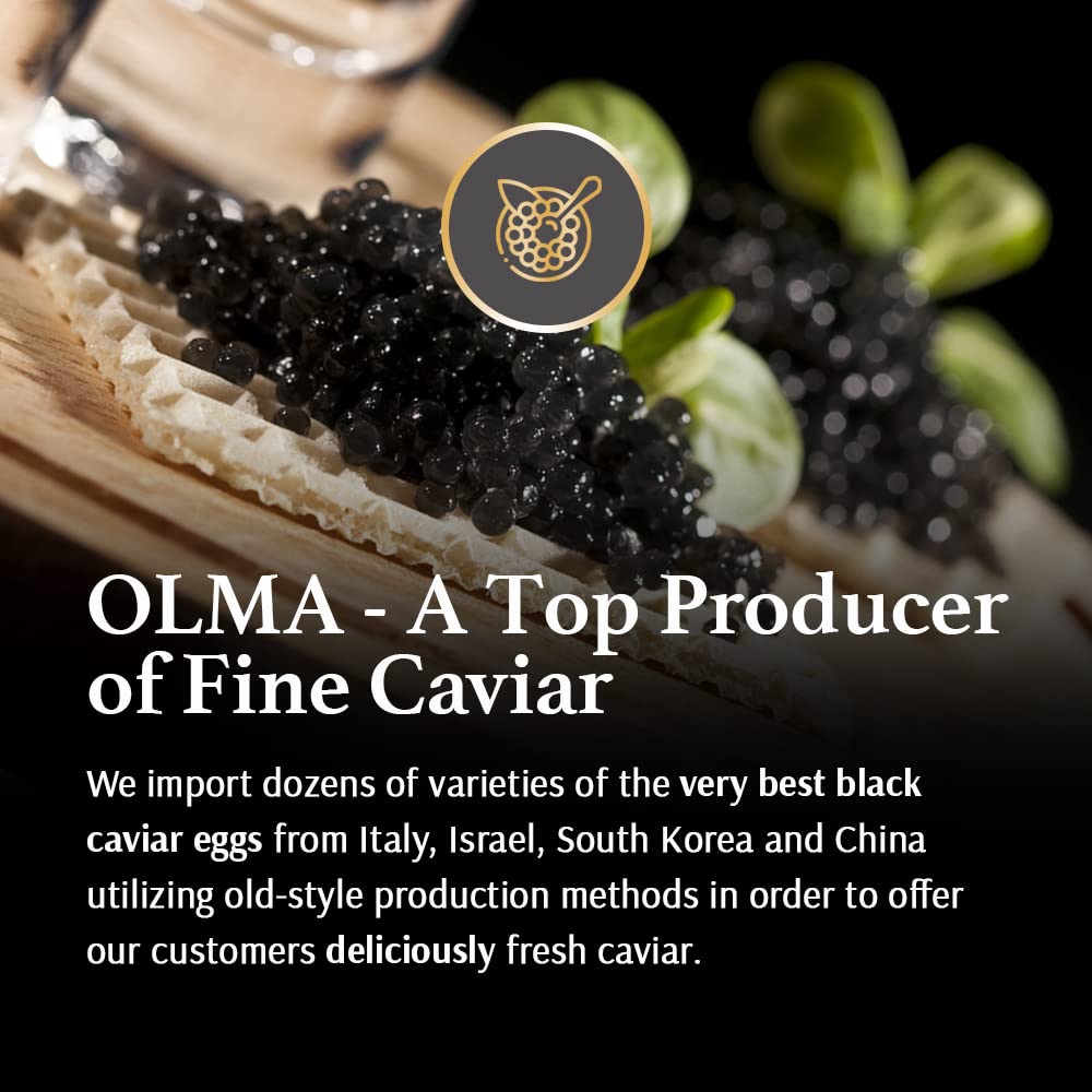OLMA Caviar Taster Gift Set - 4 oz (112g) of Caviar, Includes 8 Varieties of Caviar Fish Roe (Beluga Hybrid, Osetra, Kaluga Royal, Hackleback