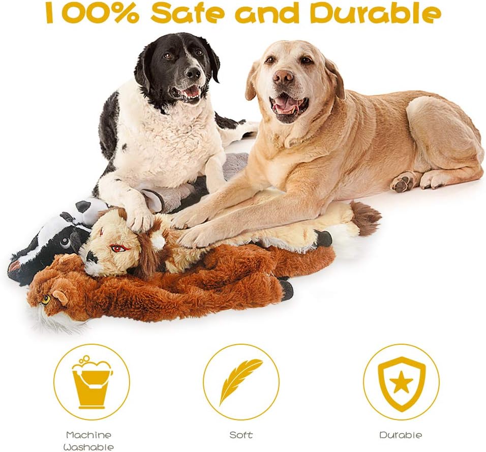 Dog Squeak Toys, No Stuffing Plush Dogs Chew Toy Bundle for Small Medium Large Breed Chewer Tough Durable Squeaky Pet Fetch Puppy Teething Chewing