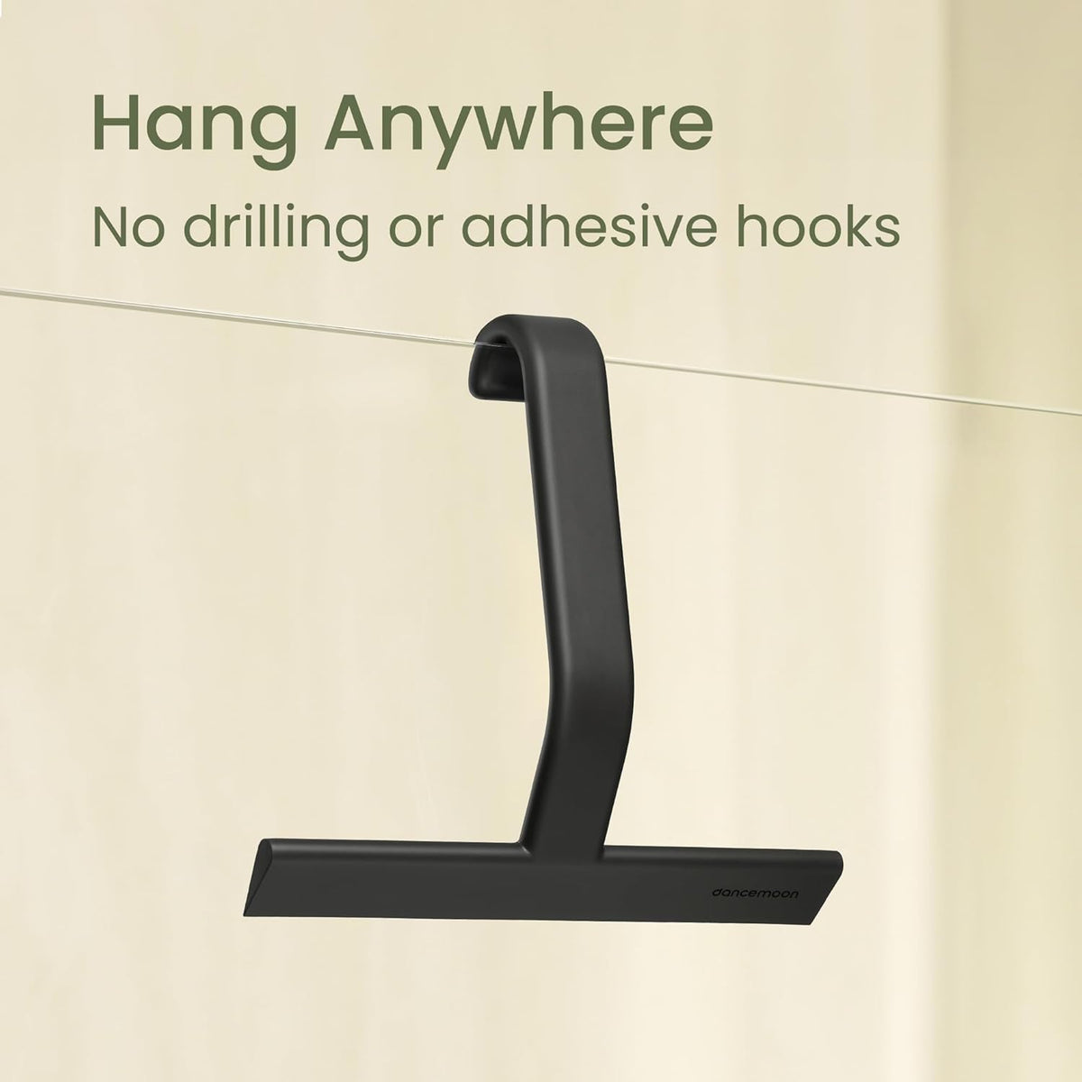 dancemoon JustHang Shower Squeegee for Glass Doors, All-One-Piece Silicone with Built-in Hook Design for Easy Hanging, Household Window Mirror