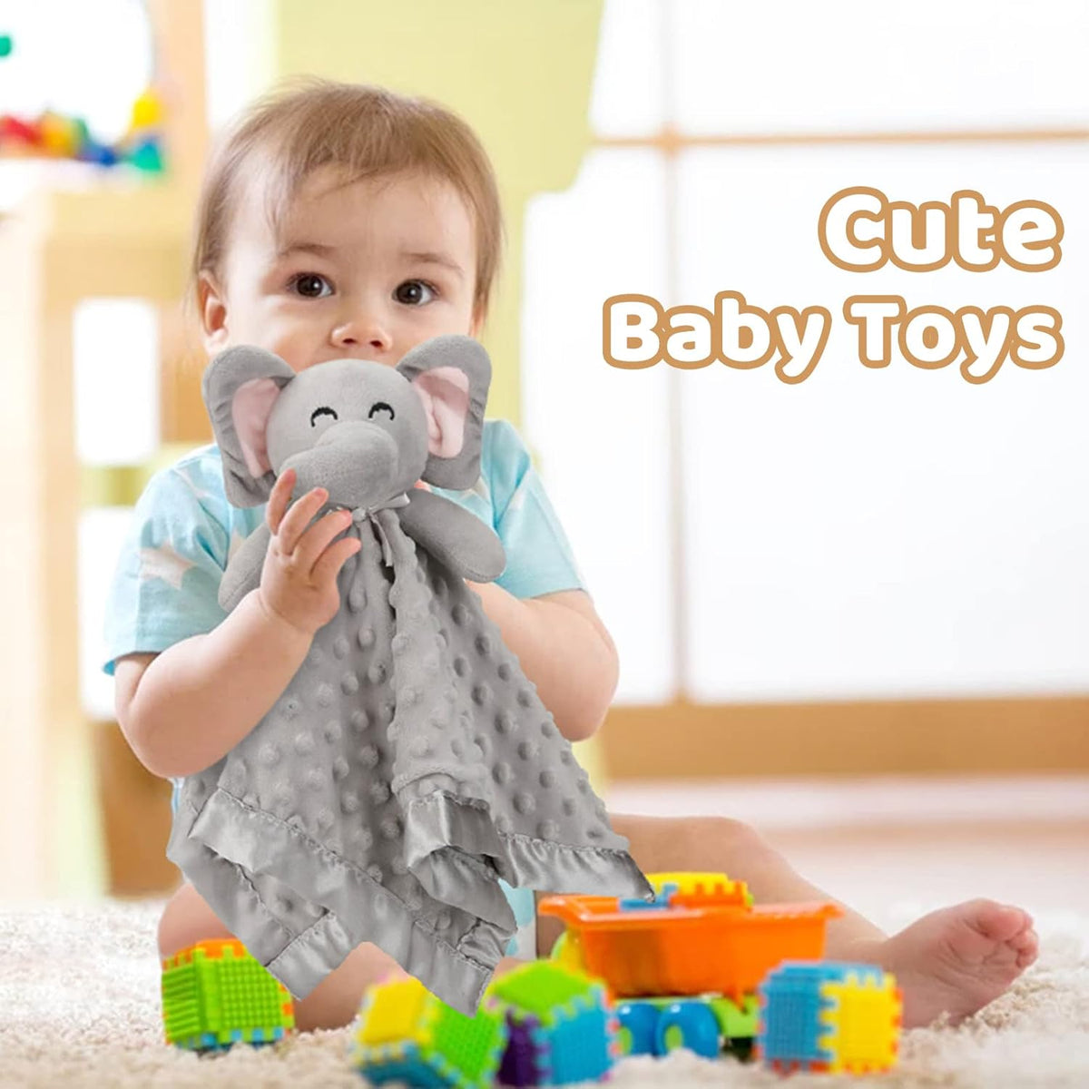 Pro Goleem Elephant Security Blanket, Soft Lovey Unisex Lovie Baby Gifts for Boys and Girls Snuggle Toy Stuffed Animal Newborn Essentials and Items