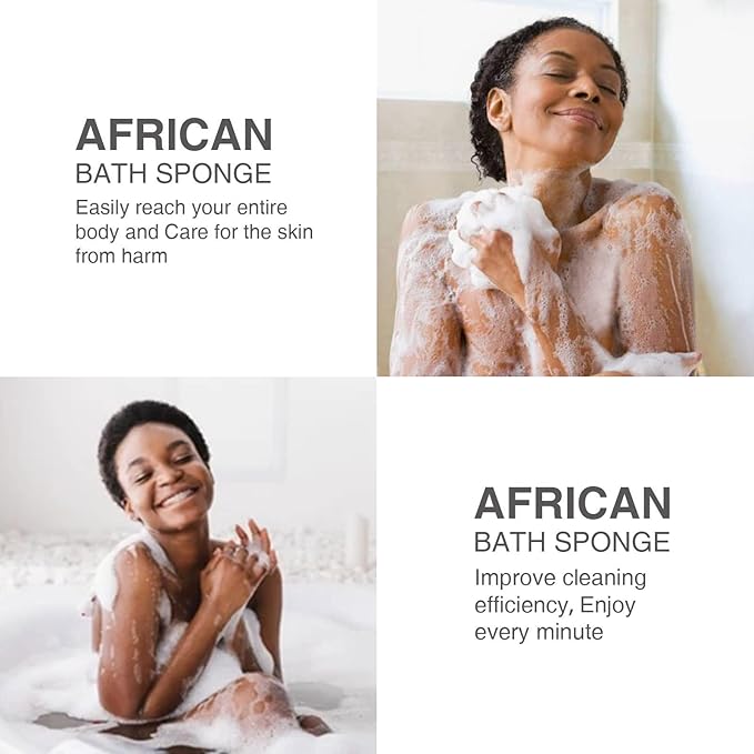 UJFQBH 3 Pieces African Bath Sponge African Net Long Net Bath Sponge Exfoliating Shower Body Scrubber Back Scrubber Skin Smoother,Great for Daily Use