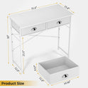 Small Writing Desk for Kids Bedroom, 31.5 Inch White Computer Desk for Small Spaces, Simple Desk with 2 Fabric Drawers for Home Office, Dorm, Living