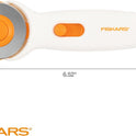 Fiskars 45mm Rotary Cutter for Fabric, Premium Steel Stick Fabric Cutter Cuts Through Multiple Layers, Right and Left Handed, Easy and Safe Blade