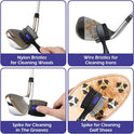 THIODOON 2 Pack Golf Club Brushes and Groove Cleaner 2 ft Retractable Zipline Carabiner Golf Brush Head with Retractable Spike Comfortable Grip Golf