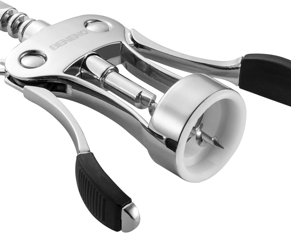 Beneno Wine Opener, Zinc Alloy Premium Wing Corkscrew with Multifunctional Bottles Opener, Sharp Wine Corkscrew with Ergonomic Non-Slip Wing Handle