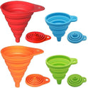 KongNai Kitchen Funnel Set 4 Pack, Small and Large, Kitchen Gadgets Accessories Foldable Silicone Collapsible Funnels for Filling Water Bottle Liquid