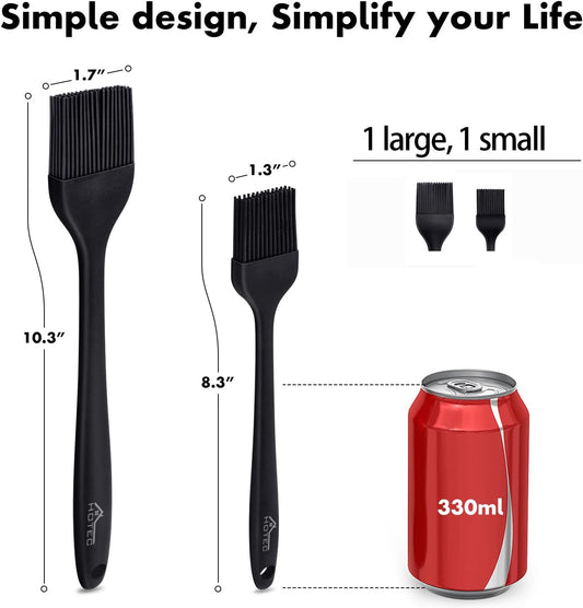 HOTEC 600℉ Heat Resistasnt Basting Brushes, BPA Free Silicone Pastry Brush, Spread Oil Butter Sauce Marinades for BBQ Grill Barbecue Baking Kitchen