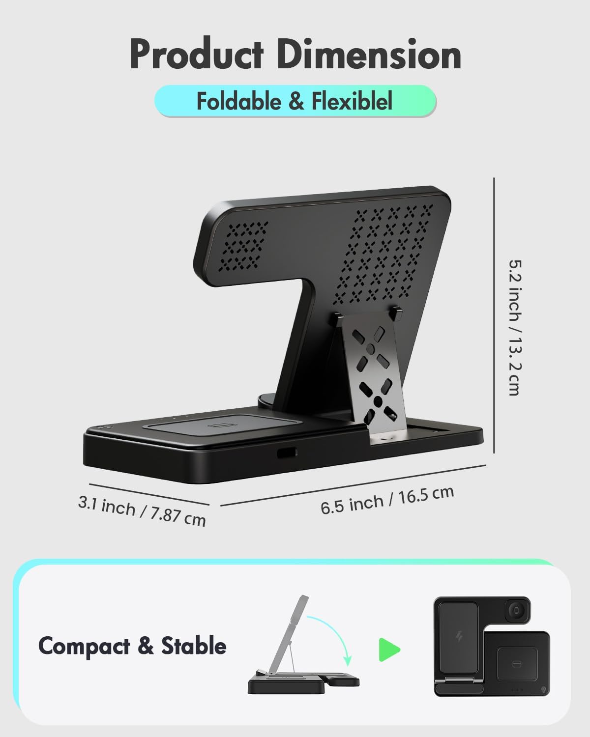Wireless Charger iPhone Charging Station: 3 in 1 Charger Stand Multiple Devices for Apple - iPhone 17 16e 16 15 14 Pro Max 13 12 11 - Watch 10 9 8 7