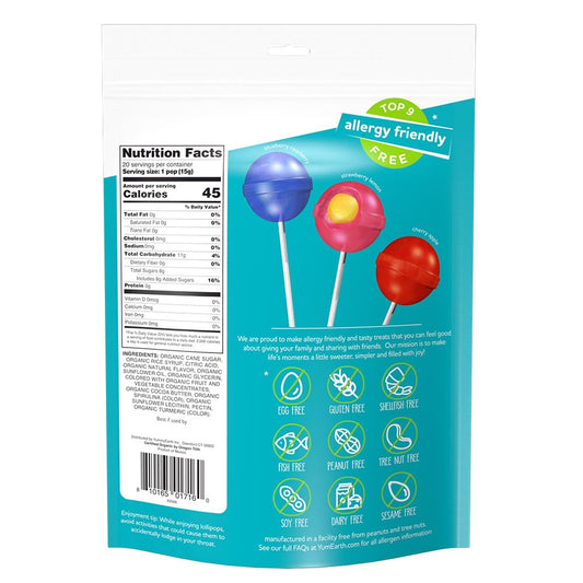 YumEarth Organic Duo Pops, Lollipops with Fruit Chew Centers - Allergy Friendly (Top 9 Free), No Artificial Dyes, Non GMO, Gluten Free, Vegan Candy