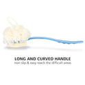 Shower Body Brush with Bristles and Loofah,Back Scrubber Bath Mesh Sponge with Curved Long Handle for Skin Exfoliating Bath, Massage Bristles