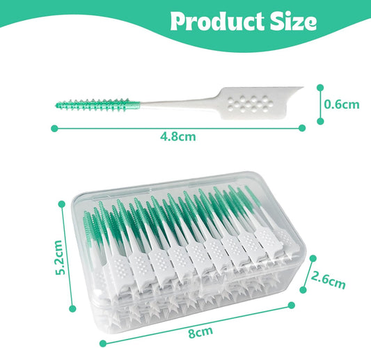 Dental Floss Picks Soft Silicone interdental Brush, Braces Brush, Floss Picks for Teeth, Disposable interdental Brush, Suitable for Cleaning Teeth
