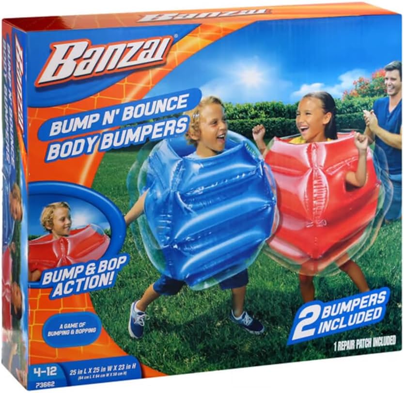 BANZAI: Bump N' Bounce Body Bumpers, A Game of Bumping & Bopping, 2 Bumpers Included in Red & Blue, Fun & Safe Cushion Inflatable Surface, For Ages 4