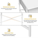 Small Writing Desk for Kids Bedroom, 31.5 Inch White Computer Desk for Small Spaces, Simple Desk with 2 Fabric Drawers for Home Office, Dorm, Living