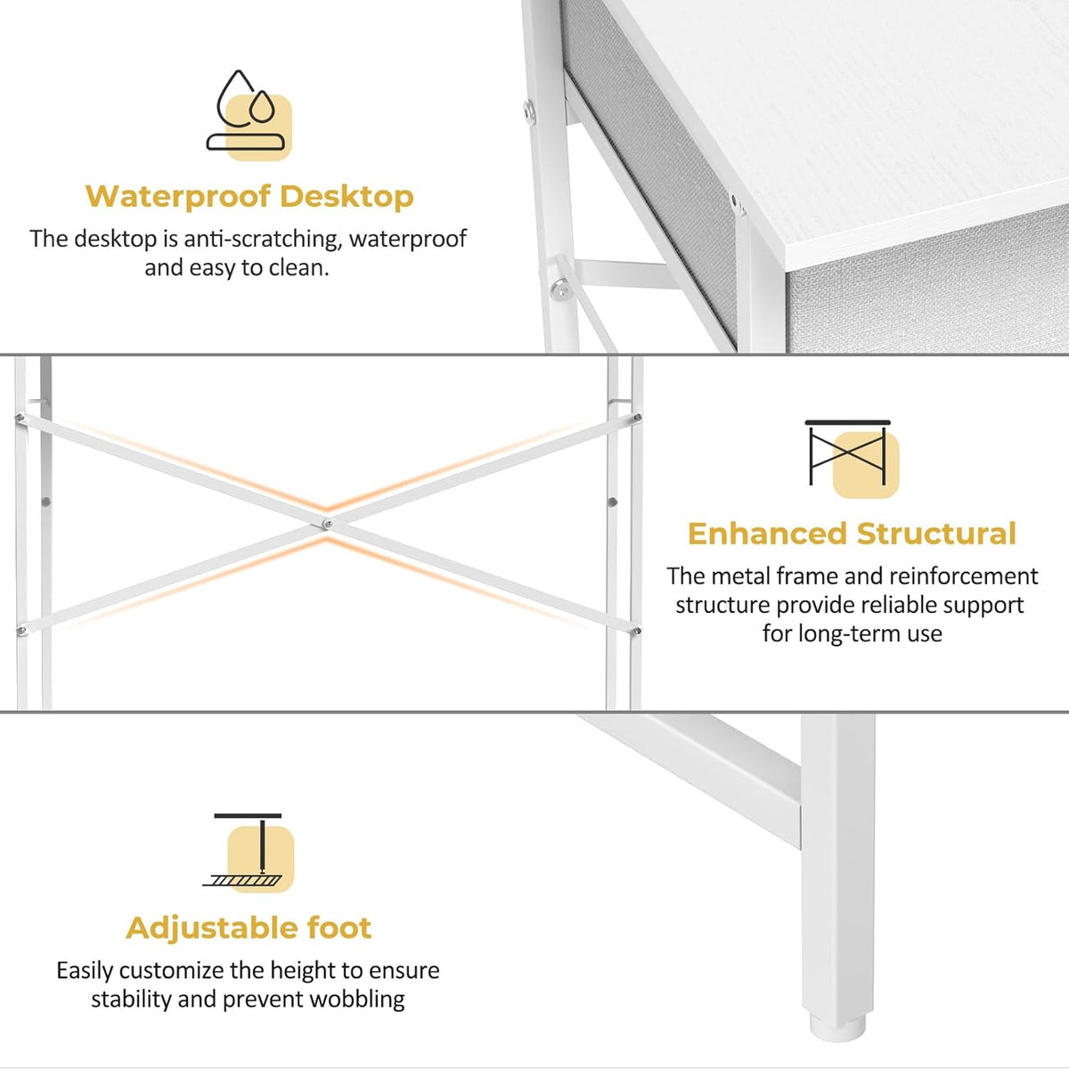 Small Writing Desk for Kids Bedroom, 31.5 Inch White Computer Desk for Small Spaces, Simple Desk with 2 Fabric Drawers for Home Office, Dorm, Living