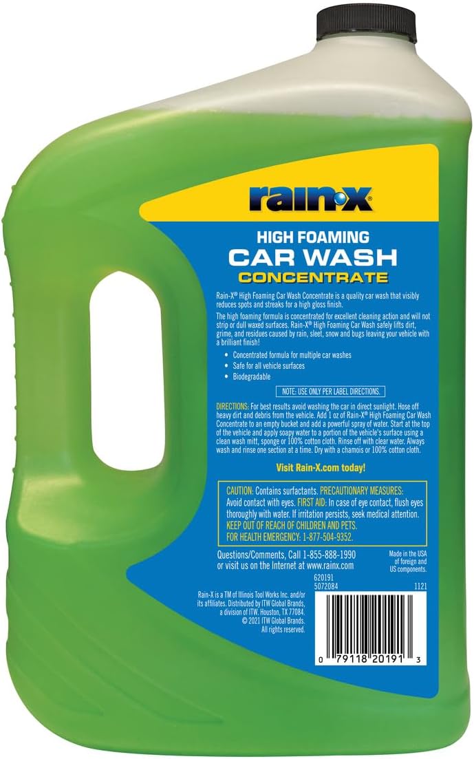 Rain-X 620191 Foaming Car Wash - 100 fl oz. High-Foaming, Concentrated Formula for Greater Cleaning Action, Safely Lifting Dirt, Grime and Residues