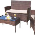 Homall 4 Pieces Outdoor Patio Furniture Sets Rattan Chair Wicker Set,Outdoor Indoor Use Backyard Porch Garden Poolside Balcony Furniture (Brown and