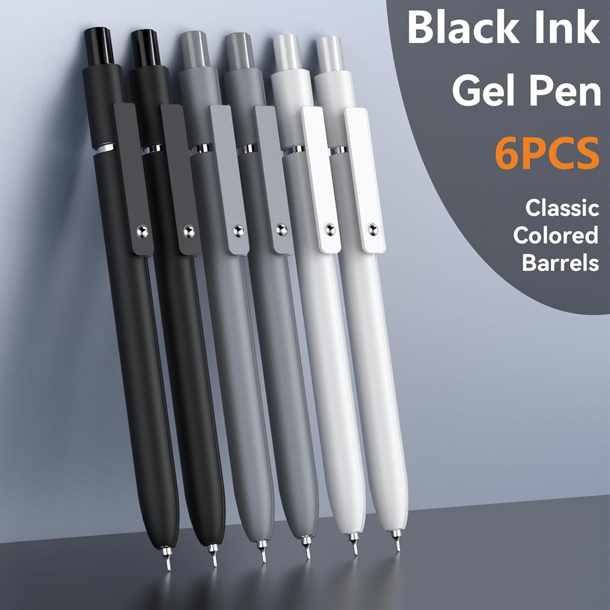 Gel Pens, 6 Pcs 0.5mm Fine Point Black Ink Pen With Smooth Writing, Office Desk Accessories, Writing Supplies Gifts for Men Women, Quick Dry Pens