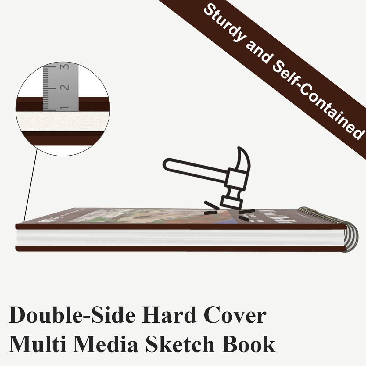 Mixed Media Sketchbook 9" x 12" - Multimedia Sketchbook Hardcover, Spiral Bound, 60 Sheets 98lb/160gsm Mixed Media Paper, Watercolor Sketch Books for