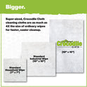 Crocodile Cloth Grill - 80 (15" x 10") Plant-based Cleaning Wipes. Safe on Skin & Multiple Surfaces. Infused with Aloe & Vitamin E. Large