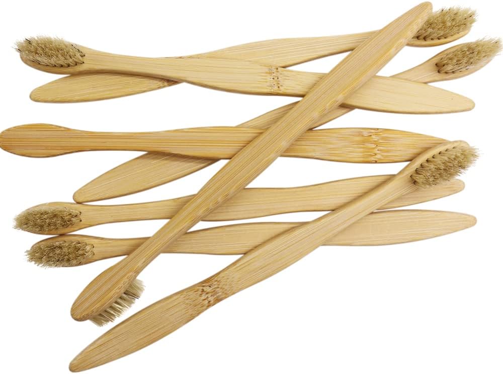 Bamboo Toothbrush Boar Bristles 100% Biodegradable and Natural 8 Pieces of One Pack