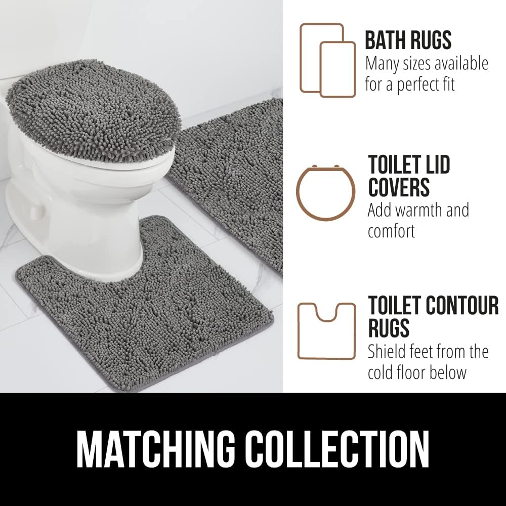 GORILLA GRIP Bath Rug Mat, Thick Soft Absorbent Chenille, Quick Dry Microfiber Mats, Rubber Backing Washable Shower Floor Rugs, Bathmat Runner, US