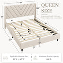 Yaheetech Queen Bed Frame Upholstered Platform Bed with Wing Side/Wooden Slat Support/Tufted Headboard with Wing Side/Mattress Foundation/No Box