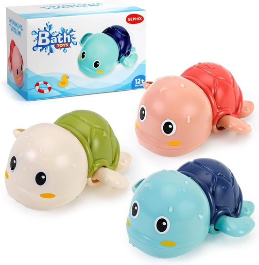 SEPHIX Bath Toys for Toddlers 1-3, Cute Swimming Turtle Bath Toys for 1 2 Year Old Boy Girl Gifts, Water Pool Toys for Baby Toddler Toys Age 1-4