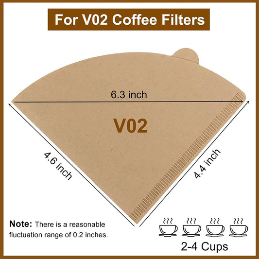 Cone Coffee Filters #2, 200 Count Unbleached Size 02 Coffee Filter, Disposable Natural Paper Filters 2-4 Cup, 02 Cone Filters for Pour Over and Drip