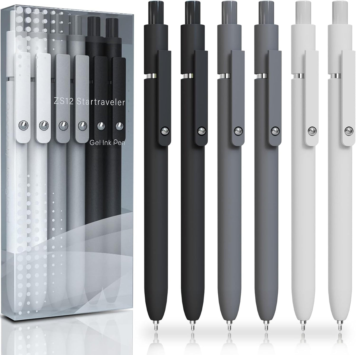 Gel Pens, 6 Pcs 0.5mm Fine Point Black Ink Pen With Smooth Writing, Office Desk Accessories, Writing Supplies Gifts for Men Women, Quick Dry Pens