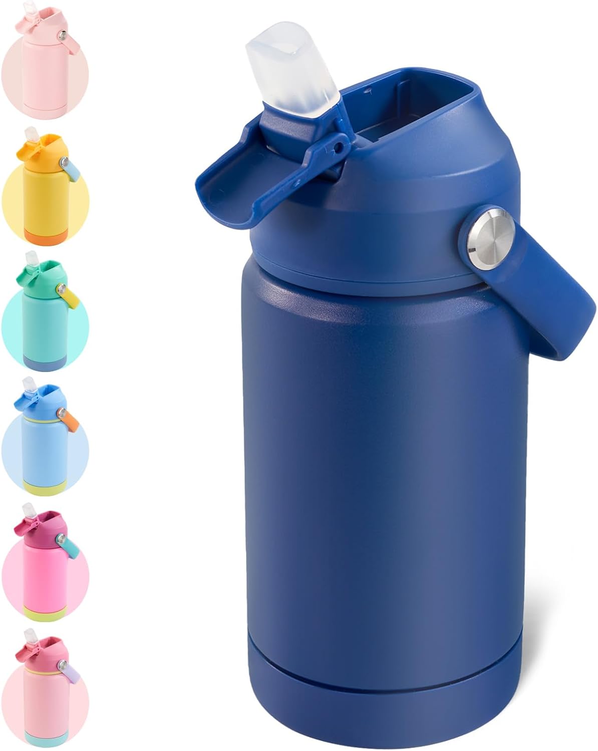 Kerilyn 12oz Kids Water Bottle, Stainless Steel Insulated Water Bottle, Toddler Cup with Straws Leak-Proof, Kids Water Bottles for School Boys Girls