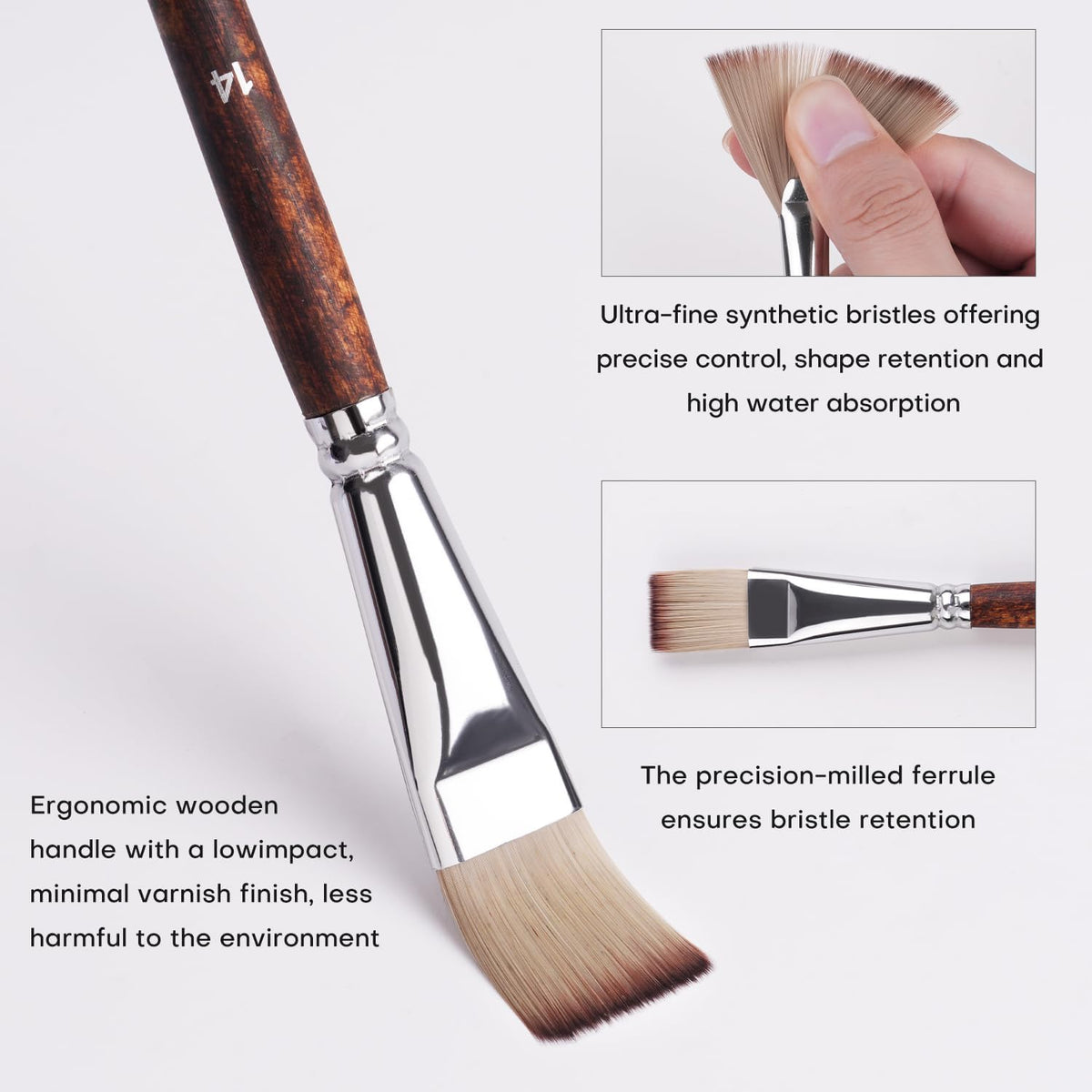 25pcs Paint Brush Set, Fuumuui Acrylic Paint Brushes, Professional Artist Series with Wide Flat, Filbert, Fan, Dagger, Cat Tongue, Round, Angle