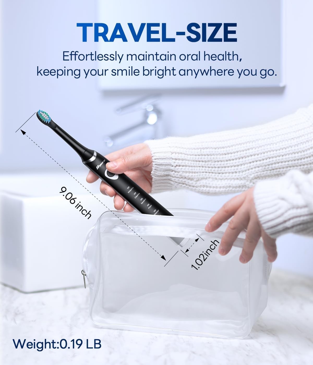 Bymore Electric Toothbrush for Adults, Sonic Rechargeable Toothbrush with 8 Brush Heads, 330-Day Battery, 5 Cleaning Modes & 2-Min Timer