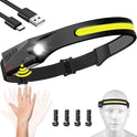 Headlamp Rechargeable, 230° Wide Beam Head Lamp LED with Motion Sensor for Adults - Camping Accessories Gear, Waterproof Head Light Flashlight for