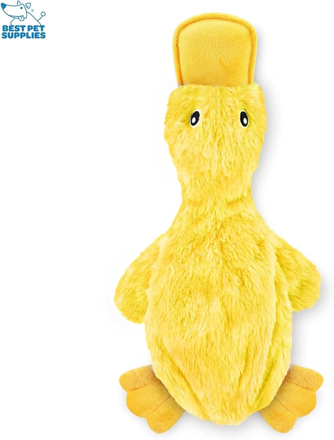 Best Pet Supplies Crinkle Dog Toy for Small, Medium, and Large Breeds, Cute No Stuffing Duck with Soft Squeaker, Fun for Indoor Puppies and Senior