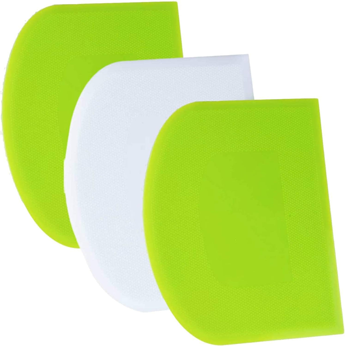 SURDOCA Dough Scraper Bench Scraper - 3P 4.7x3.7" Plastic Flexible Bowl Scraper, Sharp Edge & Angles Cake Scraper. Non-Slip Bakeware Decorating Tools