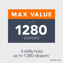 Diaper Genie Refill Round – Pack of 4 | Holds 1280 Diapers | Odor-Lock Film for Complete & Expressions Pails