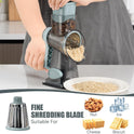 KEOUKE Rotary Cheese Grater Hand Crank Transparent - Shredder Slicer Grinder 3 Stainless Steel Blades, Stable Suction, Labor-Saving Handle, Safe