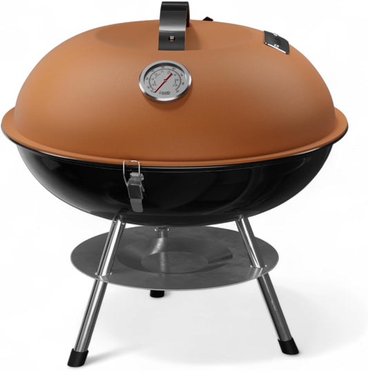 GasOne CG-14T – 14-inch Portable Barbecue Grill with 3-Point Locking Lid for Heat Preservation – Dual Venting System – Small Charcoal Grill for