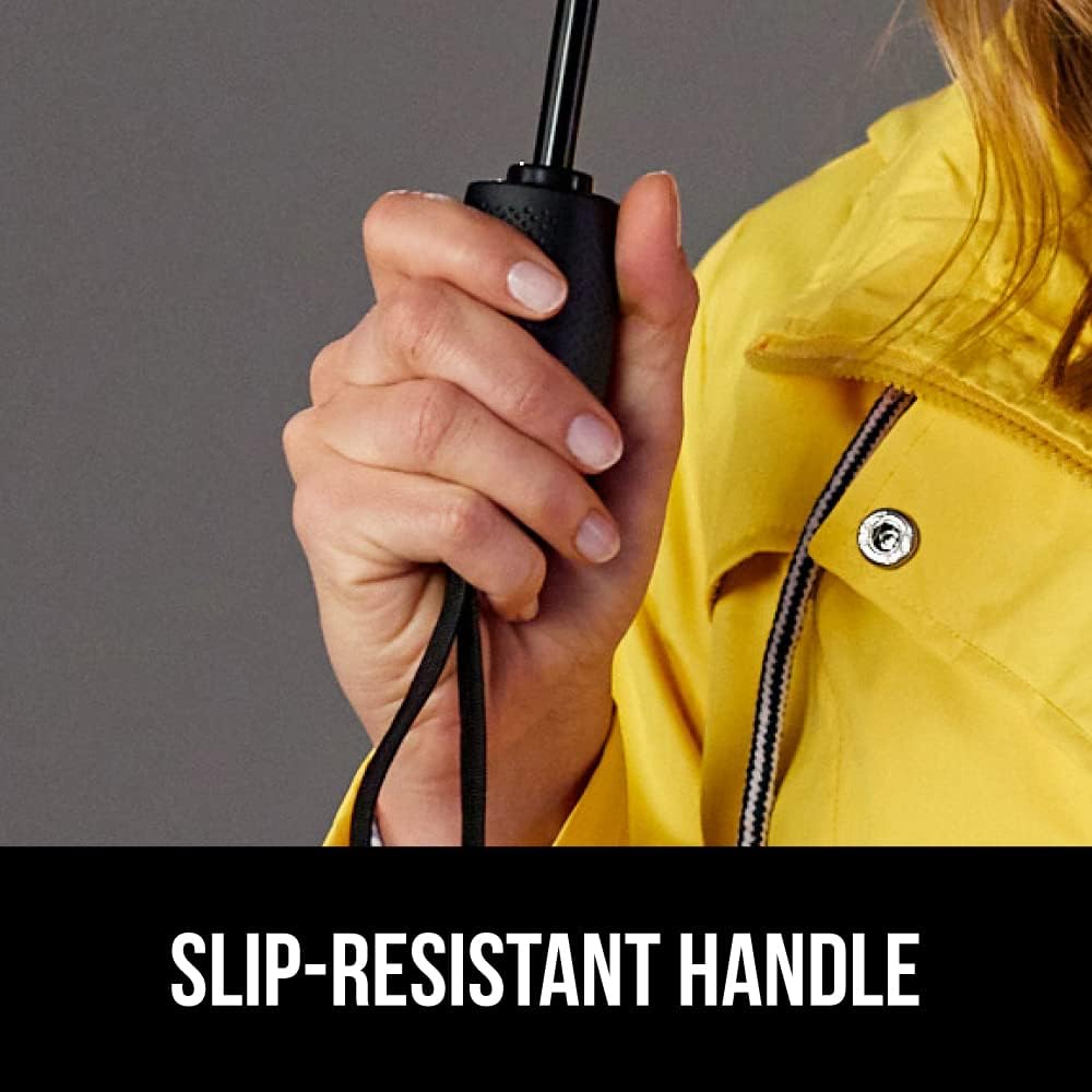 GORILLA GRIP Strong Windproof Stick Compact Umbrella for Rain, One-Click Automatic Open and Close, Durable Quick Dry Waterproof Material, Lightweight