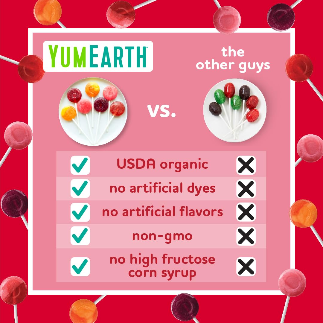 YumEarth Organic Pops Variety Pack, 40 Fruit Flavored Favorites Lollipops, Allergy Friendly, Gluten Free, Non-GMO, Vegan, No Artificial Flavors or