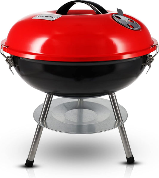 Gas One – 14-inch Portable Barbecue Grill with 3-Point Locking Lid for Heat Preservation – Dual Venting System – Small Charcoal Grill for Backyard