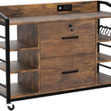 SEDETA 44" File Cabinet, Filing Cabinet fits Legal/Letter Size, 2 Drawer File Cabinets for Home Office with Lock, Power Strip, 6 Storage Shelves