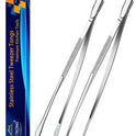 JETKONG 2 Pcs 12-Inch Kitchen Tweezers Fine Tweezer Tongs, Extra-Long Stainless Steel Cooking Tweezers (Silver)