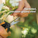 Fiskars Micro-Tip Pruning Snips - 6" Garden Shears with Sheath and Comfort Grip - Sharp Steel Blades - Quality Pruning Shears for Plants in Grow Tents and Hydroponics - Garden Tools - Cart Shape