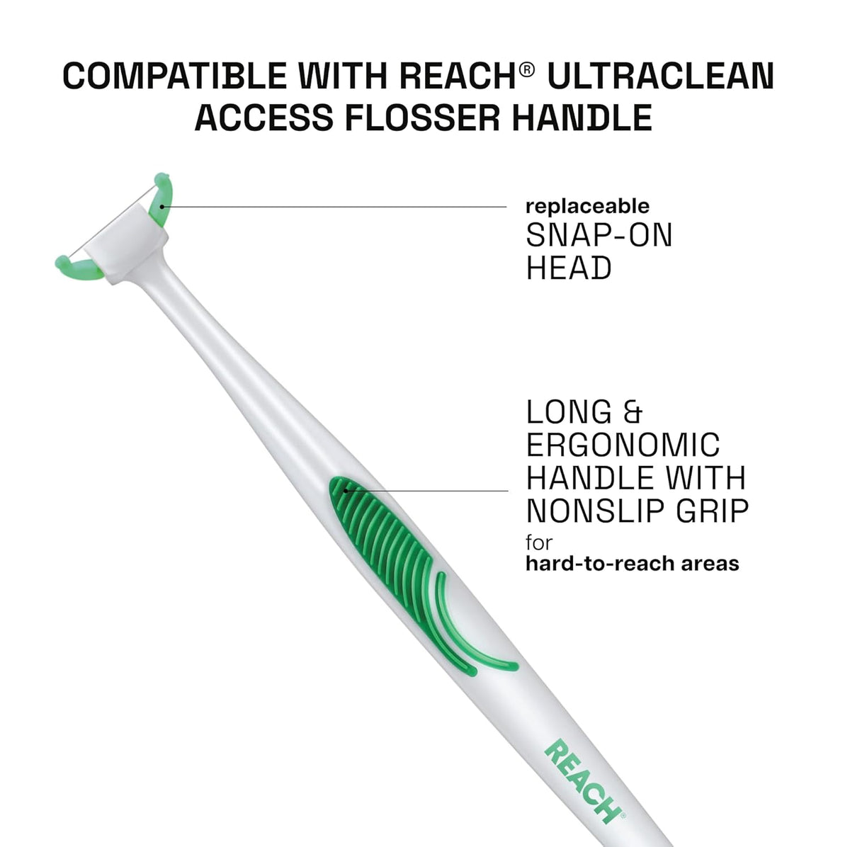 REACH Ultraclean Access Flosser Refill Heads, Mint, Plaque Remover for Teeth, Shred Resistant, for Hard to Reach Areas, Oral Care, PFAS Free