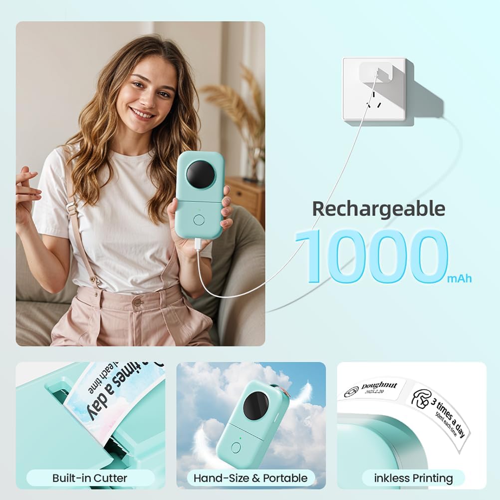 Phomemo Label Maker, D30 Portable Bluetooth Mini Label Printer Machine, Smartphone Handheld Thermal Sticker Small Labeler Multiple Templates Fonts